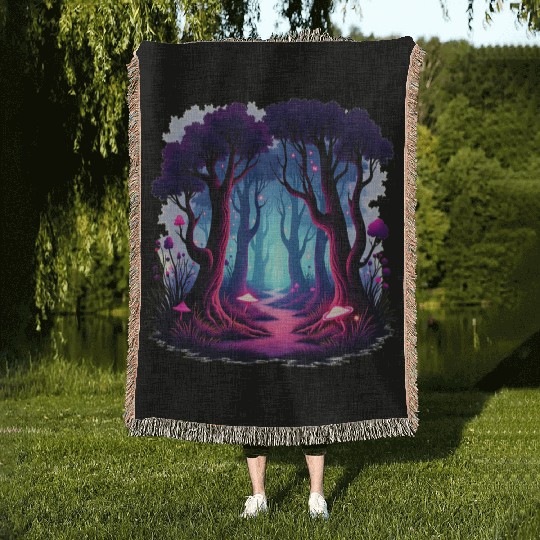 Enchanted Forest Dreamscape Woven Blankets
