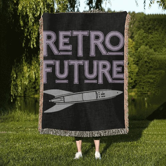 Retro Future Rocket Nostalgia Woven Blankets
