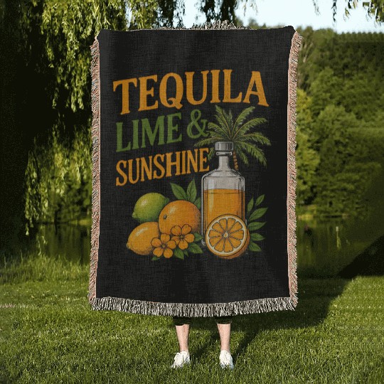 Summer Vacation Tequila Lime Sunshine Woven Blankets