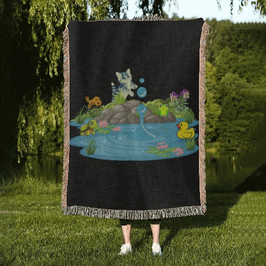 Life & Nature (At the pond) Woven Blankets