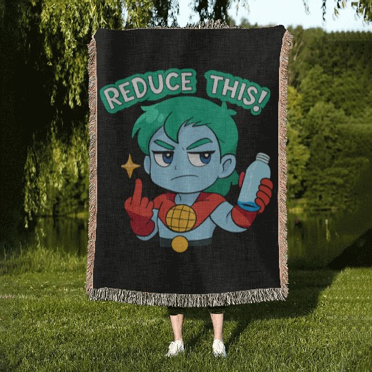 Chibi Style Captain Planet Reduce This!Design Woven Blankets