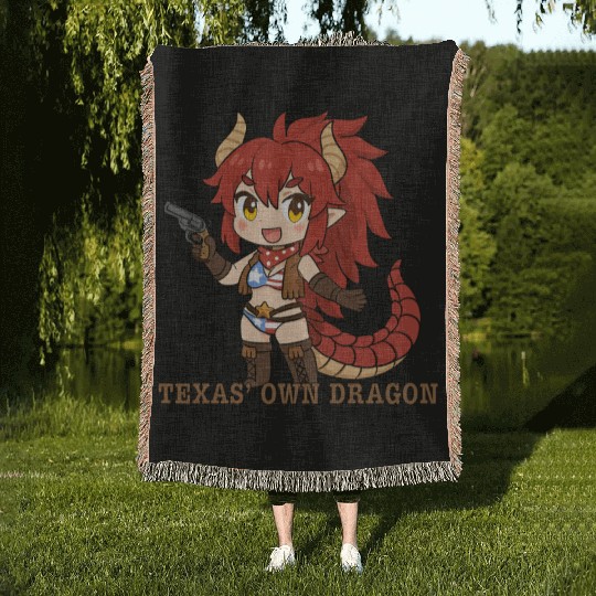 Texas' Own Dragon, Zentreya Chibi Sticker Design Woven Blankets