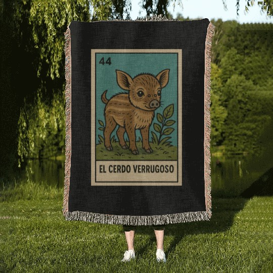 EL CERDO VERRUGOSO - THE WARTY PIG - LA LOTERÍA Woven Blankets