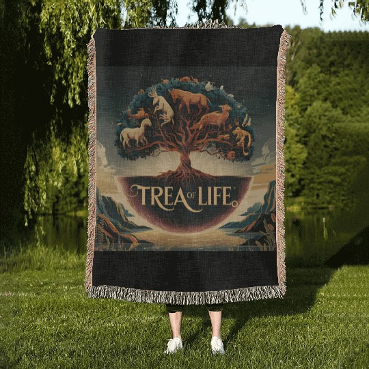 Sacred Tree of Life Woven Blankets