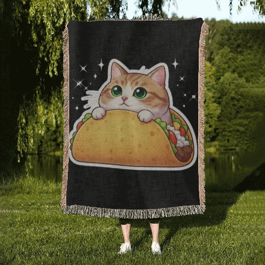 Taco Cat | Cute Kitty in a Taco | Purrfectly Tasty Woven Blankets