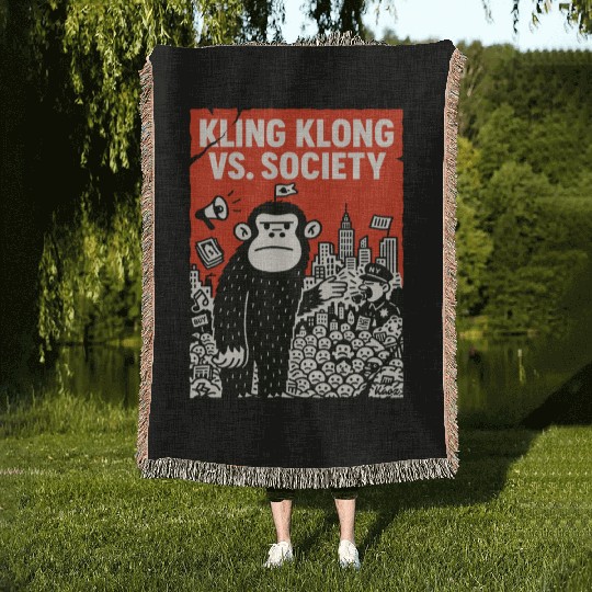 Kling Klong vs. Society – Protest Ape Woven Blankets