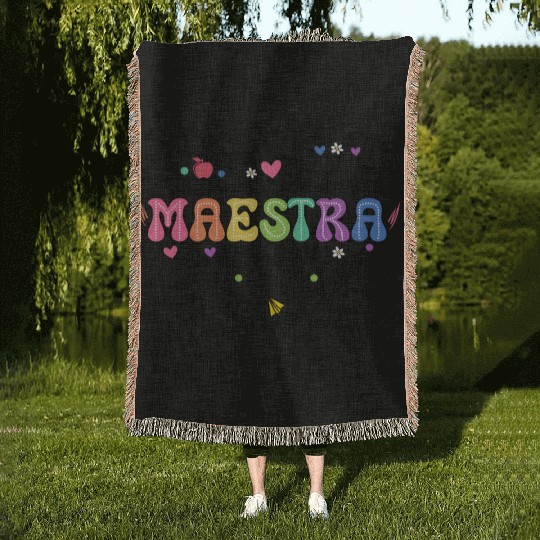 Teacher Maestra Spanish Teacher Heart Woven Blankets