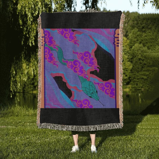 Storm Serpent Woven Blankets