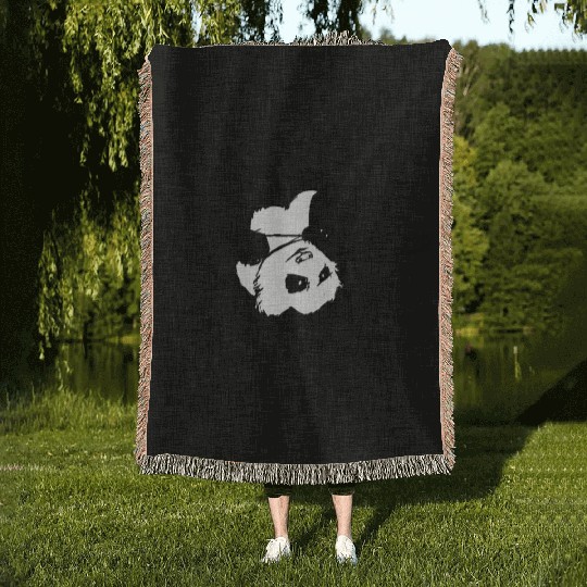 Cute Panda on Bamboo Woven Blankets Accessory, Minimalist