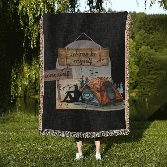 Lone Wolf Retreat Woven Blankets