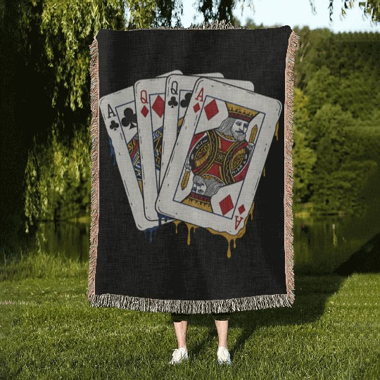 poker cards spades hand Woven Blankets