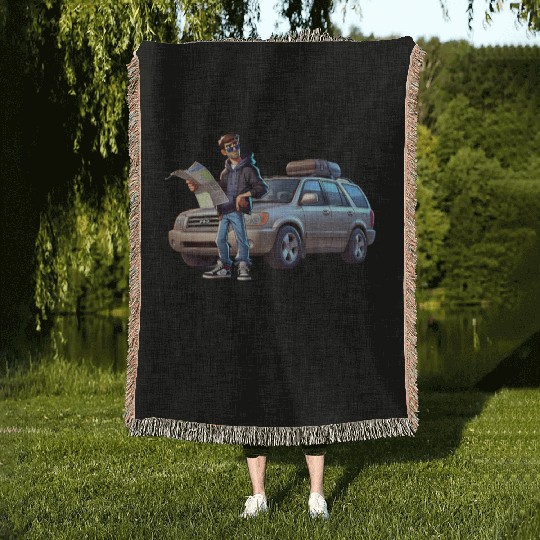 Road Trip Dad Design Woven Blankets