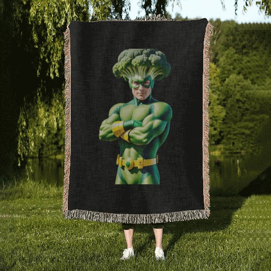 Broccoli Superhero Woven Blankets