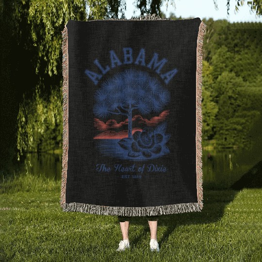 Albm State Outline – License Plate Art Woven Blankets