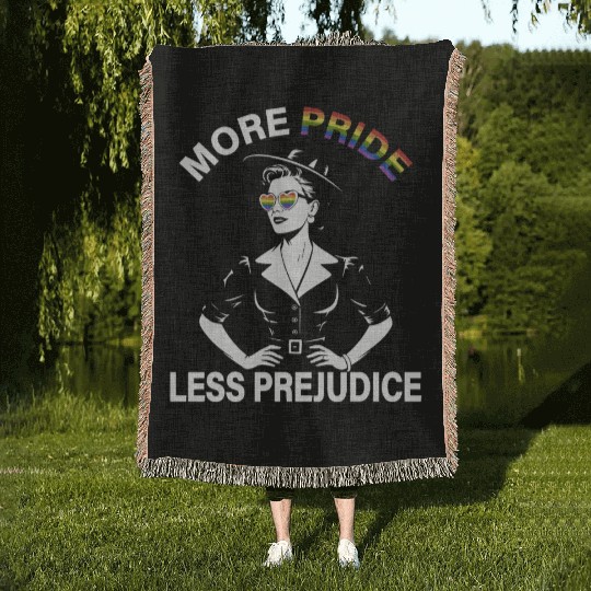More Pride Less Prejudice Pride Month LGBTQ Woven Blankets