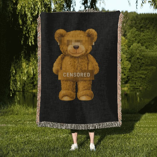 Censored Teddy Bear Woven Blankets