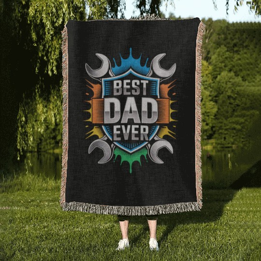Best Dad Ever Woven Blankets
