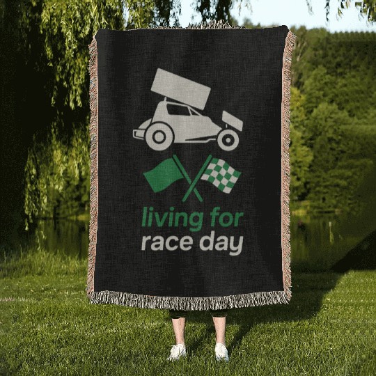 Sprint Car Racing Dirt Track Speed Oval Race Woven Blankets