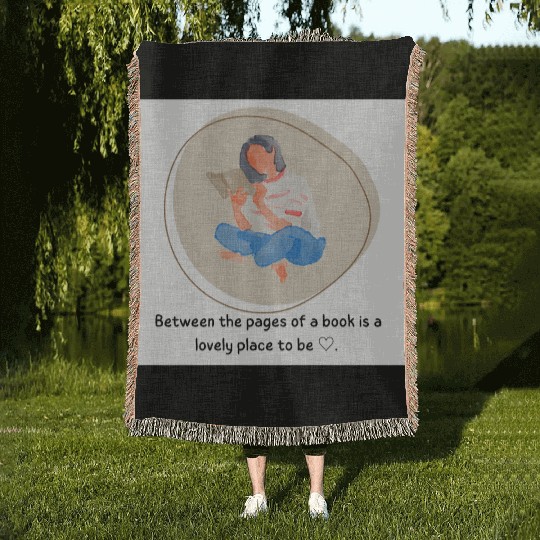 Between the pages of abook .book lover Woven Blankets