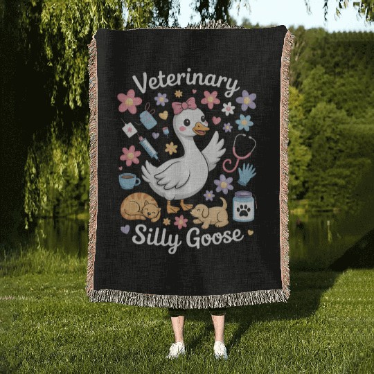 Veterinarian Silly Goose Veterinary Medicine Woven Blankets