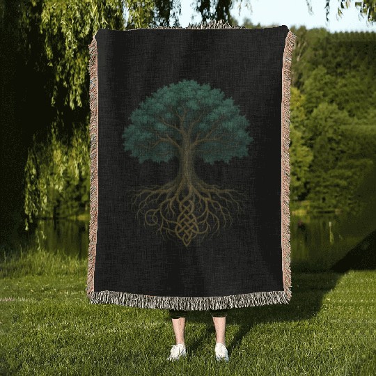 Ancient Yggdrasil Tree of Life – Celtic Forest Roo Woven Blankets