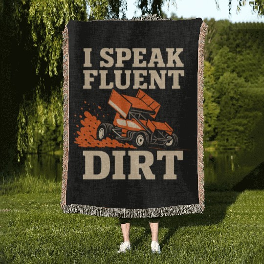 Sprint Car Racing Dirt Track Speed Oval Race Woven Blankets