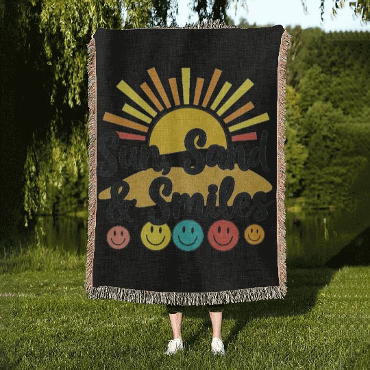 Sun, Sand & Smiles Beach Day Vibes Woven Blankets