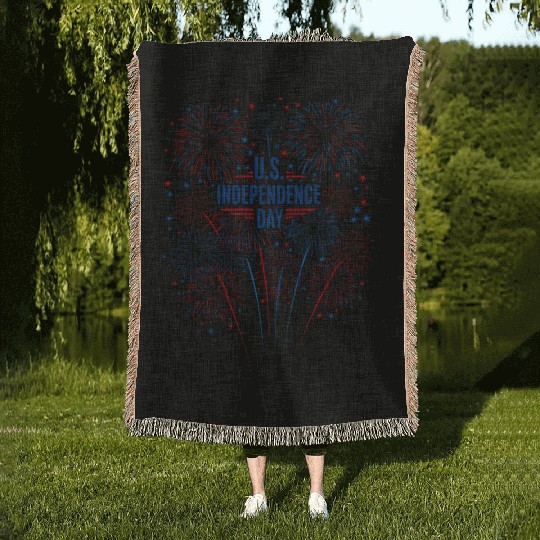 US independance day fireworks Woven Blankets