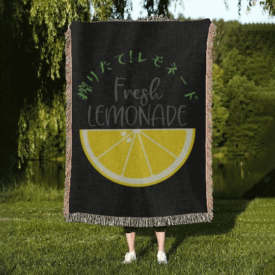 Fresh Lemonade Lemon Slice Woven Blankets