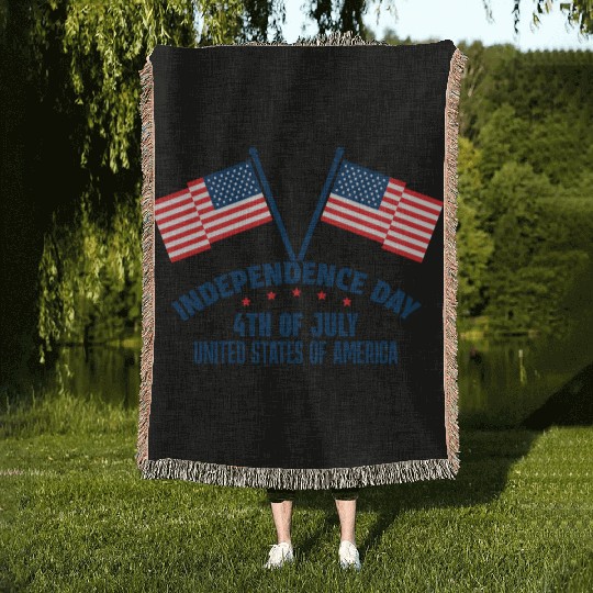 Happy Fourth Of July Celebrate Independence Day Woven Blankets