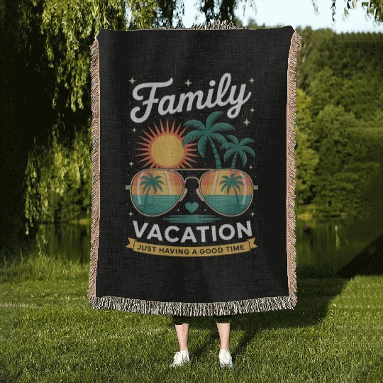 Family Vacation Summer Family Holiday Woven Blankets