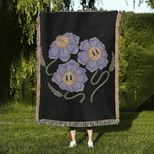 Positive Vibes – 90s Flower Power Design Woven Blankets