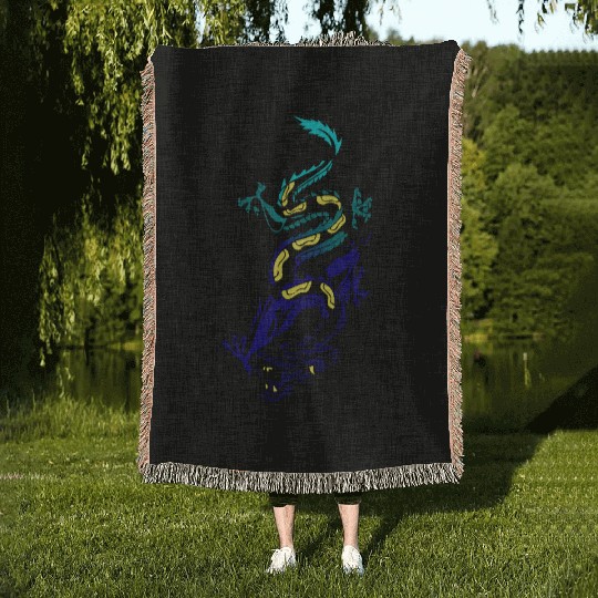 Japanese Dragon Woven Blankets