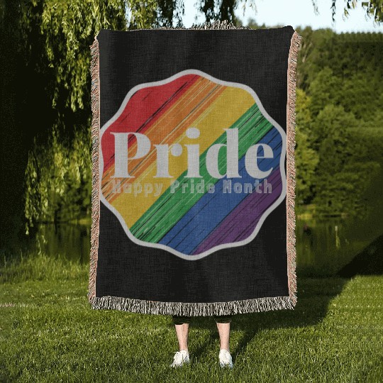 Pride and Proud Ally, Happy Pride Month for LGBTQ Woven Blankets