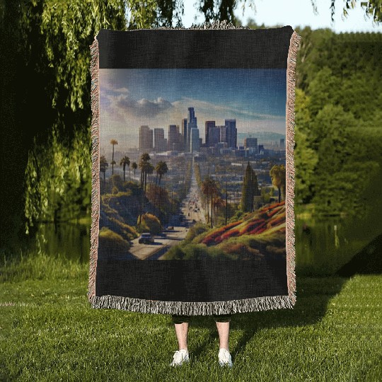los angeles city. Woven Blankets