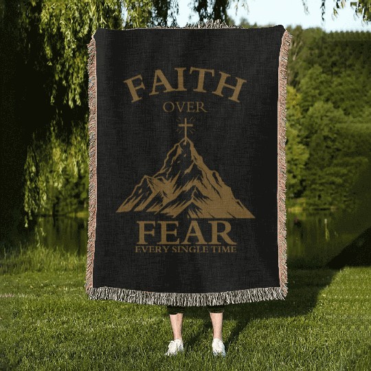 Faith Over Fear Woven Blankets