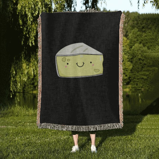 Don't Worry Brie Happy Funny Cheese Pun Woven Blankets