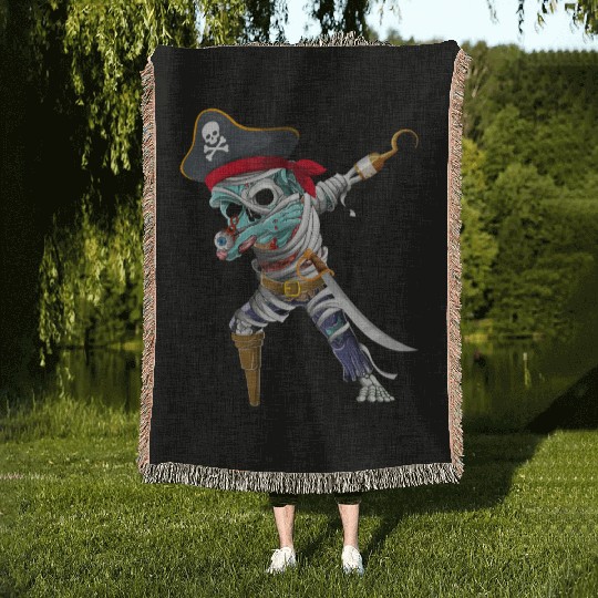 Dabbing Mummy Zombie Pirate Halloween Pirate Woven Blankets