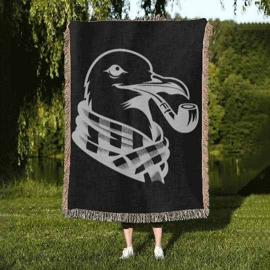 Nordic Seagull Art With Sailor Flair Woven Blankets