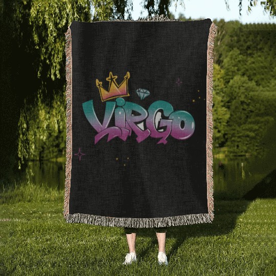 Virgo Graffiti Zodiac Art Woven Blankets
