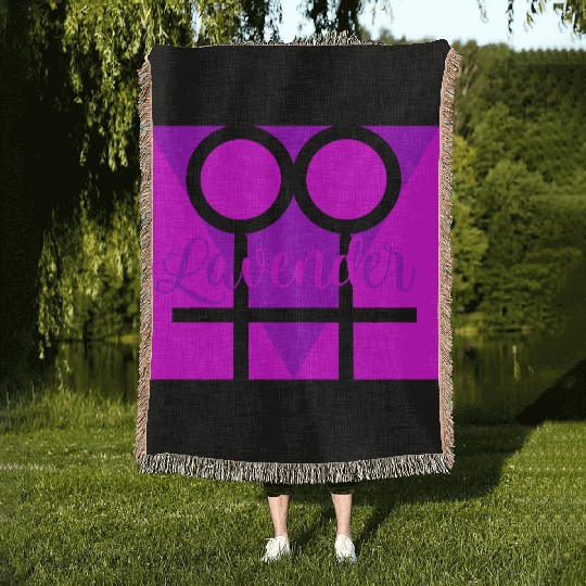 Women Symbol with Lavender Triangle Woven Blankets