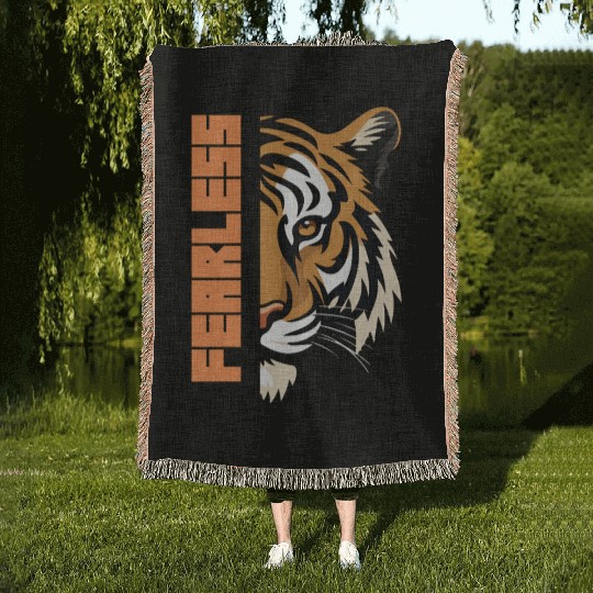 Fearless Tiger Graphic Woven Blankets
