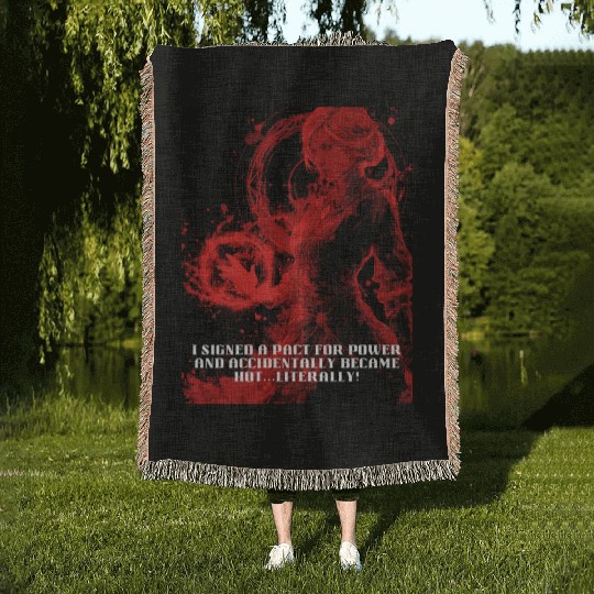 Female Warlock Woven Blankets