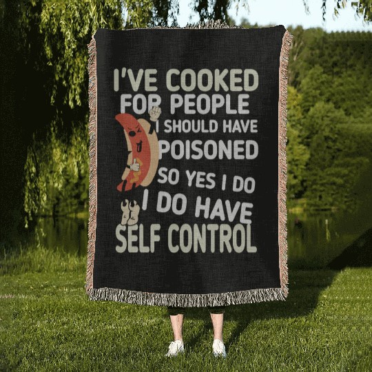Cooking quotes humorous Woven Blankets