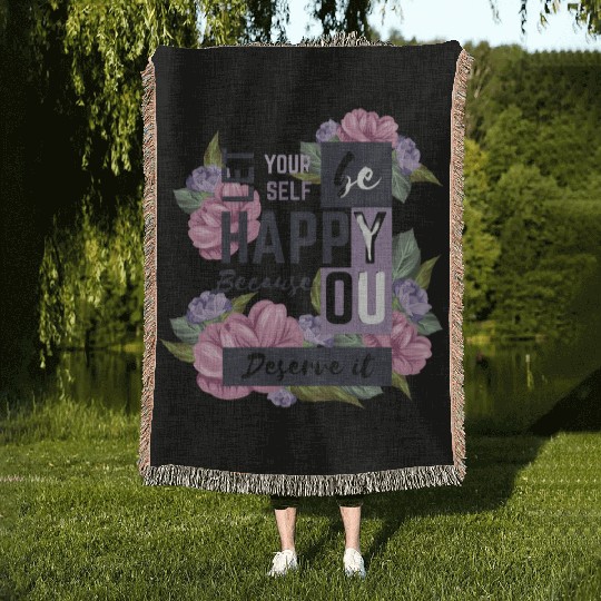 beautiful positive message with flowers Woven Blankets