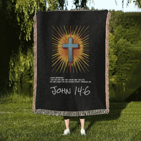John 14:6 Bible Scripture - Christian Woven Blankets