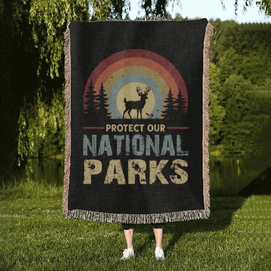 Protect our national parks Woven Blankets