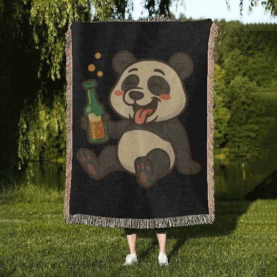 Drunk Party Panda Woven Blankets