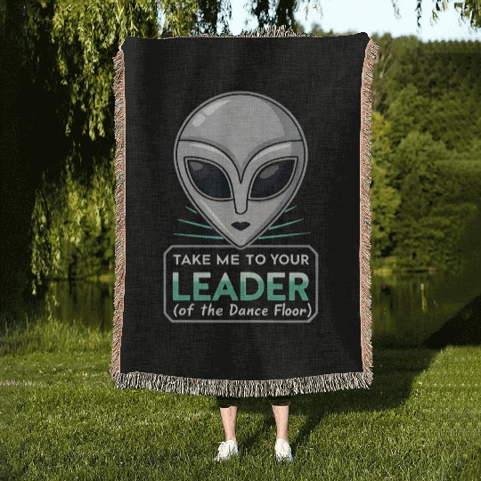 Take Me To Your Leader Alien Rave Retro 2000s Y2K Woven Blankets