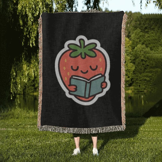 Bookish Strawberry Woven Blankets